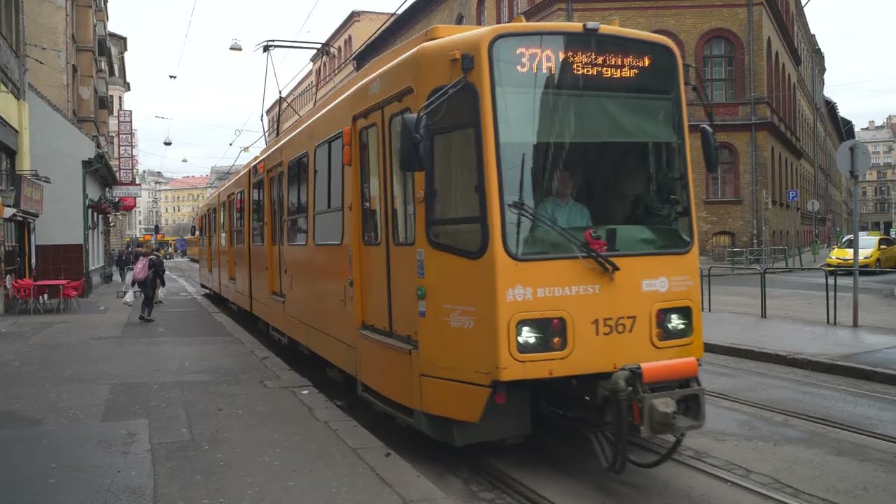 Hungary, Budapest, tram 37A ride from Blaha Lujza tér M to Sörgyár
