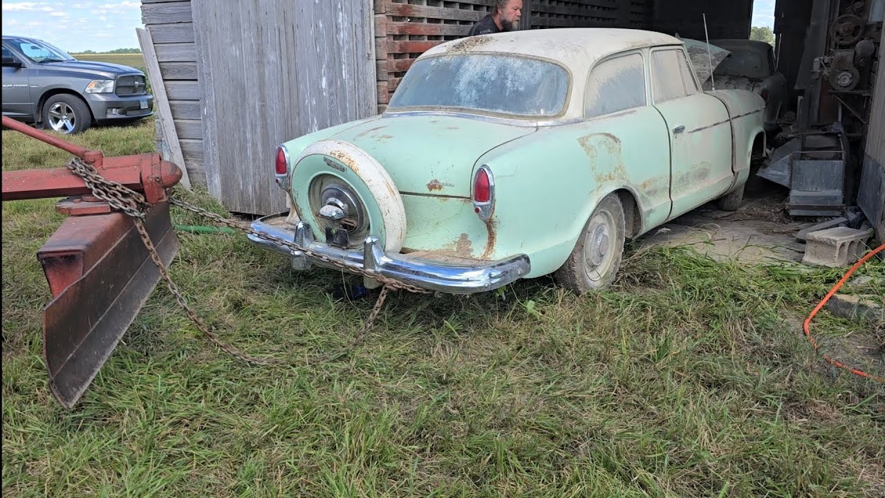 Pulling two AMC Rambler Americans out of an old corn crib!