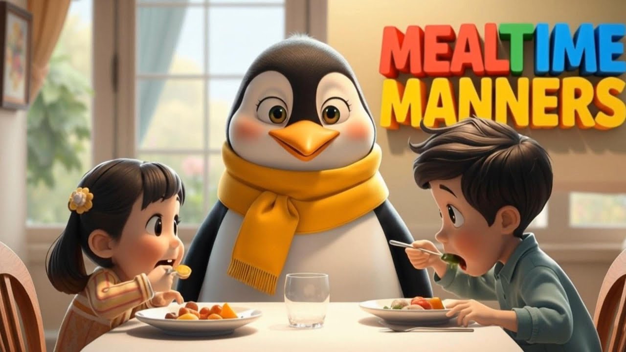MEALTIME MANNERS SONG 🍽️ | Teaching Kids Table Manners | Polite Penguin