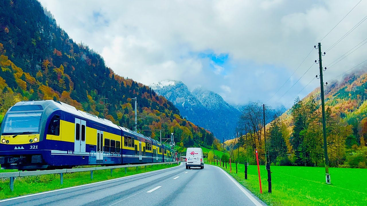 🇨🇭Вождение в Швейцарии | Вид на золотую осень в швейцарских Альпах 🍁 Лаутербруннен Штехельберг