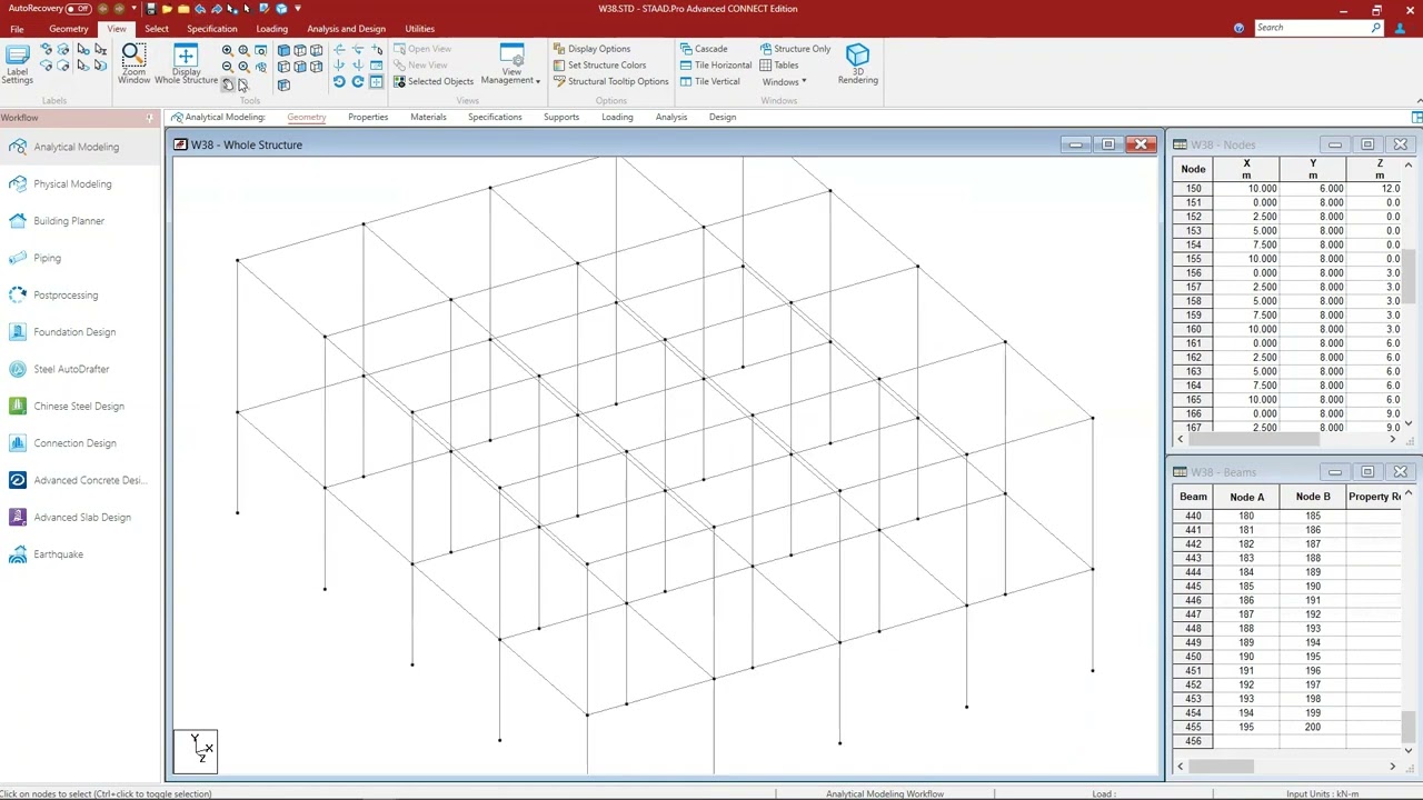 Geometry Toolbar Node Panel in STAAD.Pro