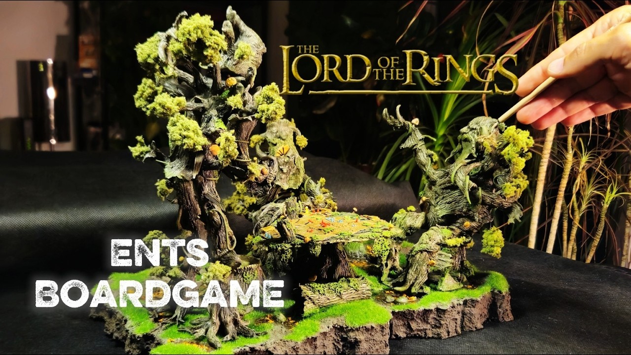 Fiz um diorama do Senhor dos Anéis - Ents em um jogo de tabuleiro - Clay