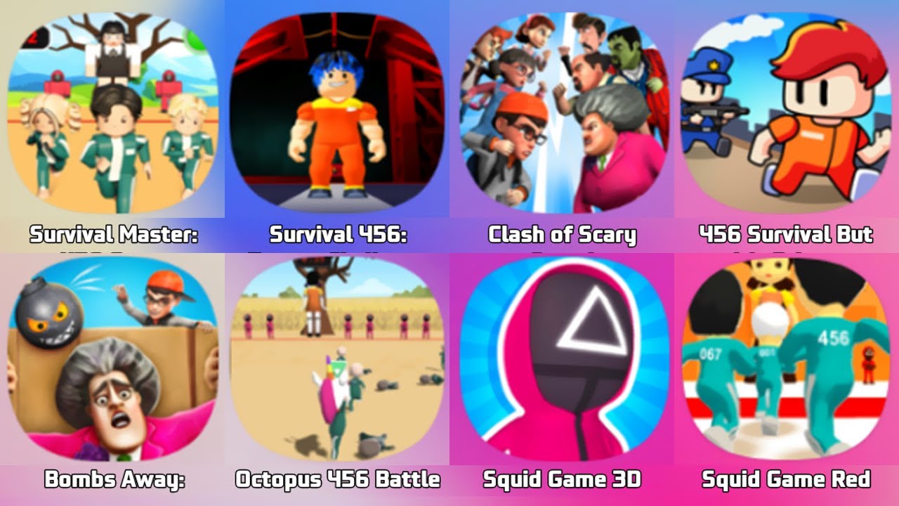 456 Survival Master, Escape Challenge, Clash Of Scary Squad, Octopus 456 Battle, Squid Game 2