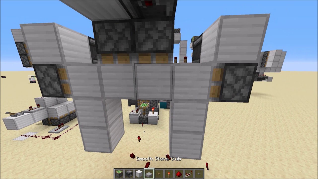 Minecraft Redstone Tutorial: 2x2 upside down semi hipster door