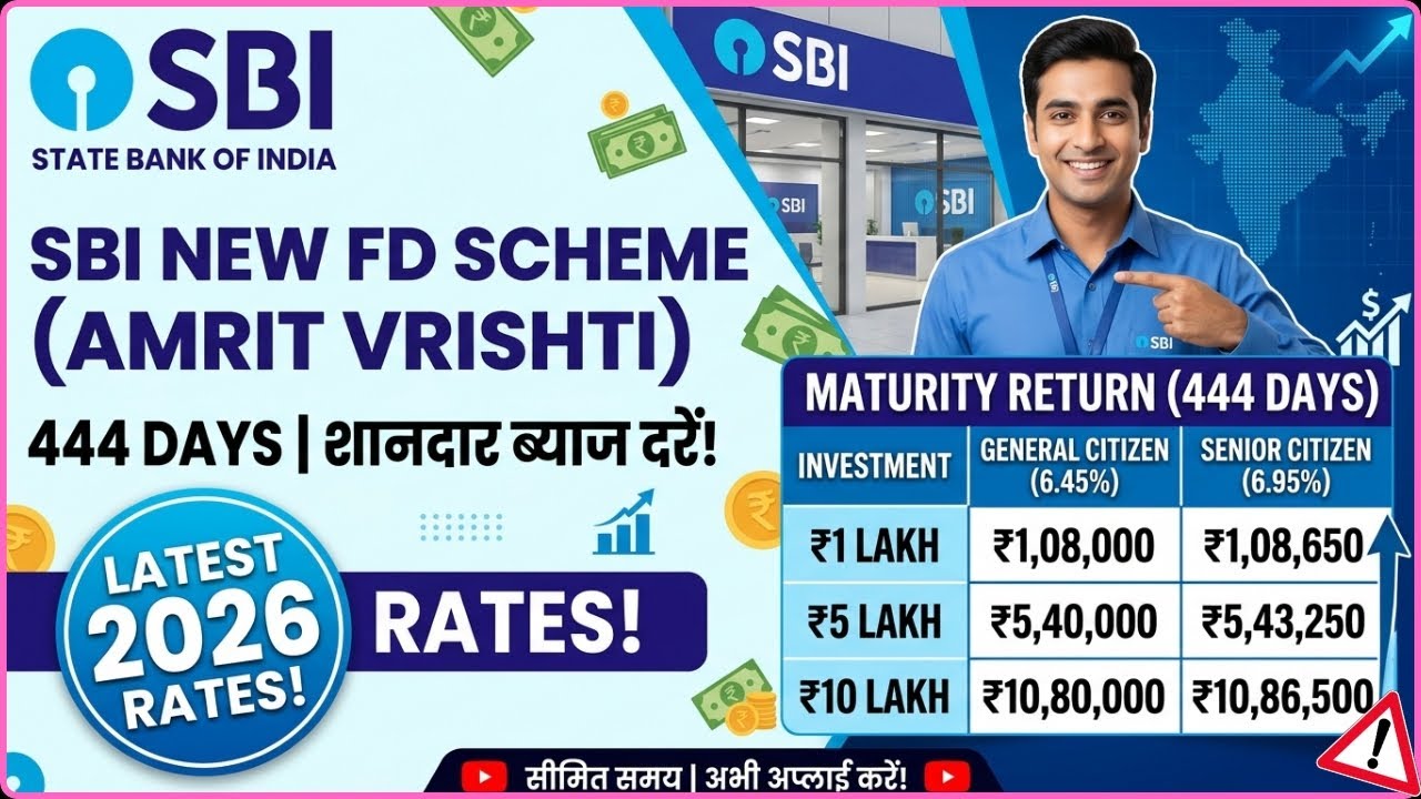 SBI 444 Days FD Scheme 2026 | Amrit Vrishti Scheme Benefits & Calculations | SBI New FD Scheme