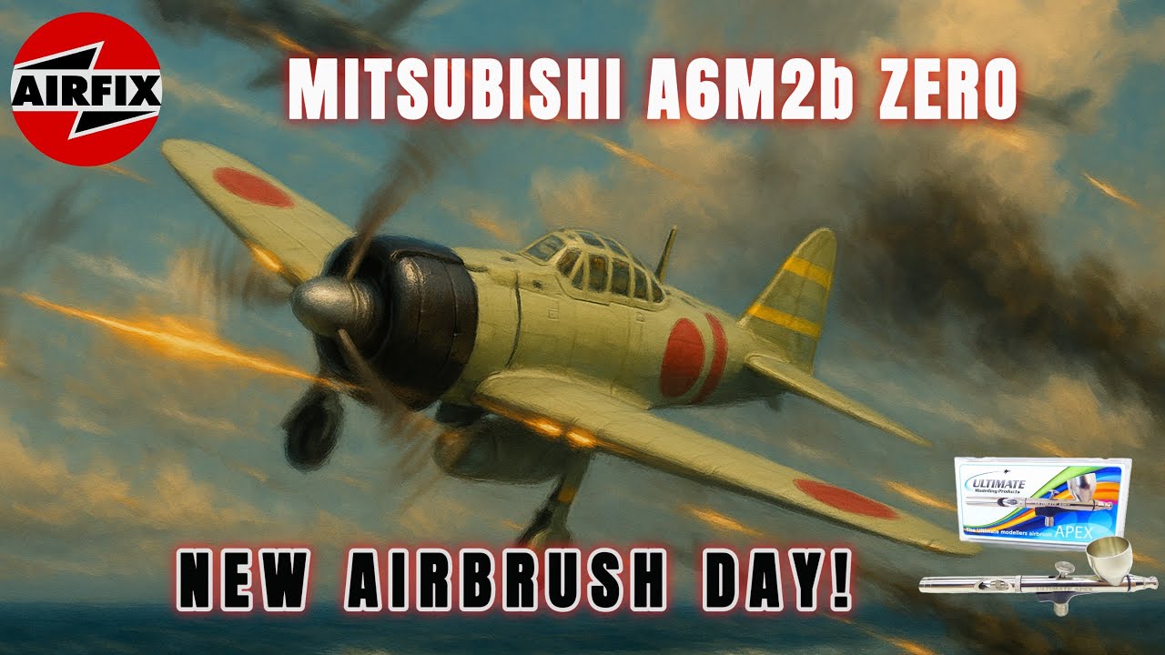 Новый день аэрографии | Первый полет аэрографа APEX и сборка Airfix Mitsubishi A6M2b Zero.