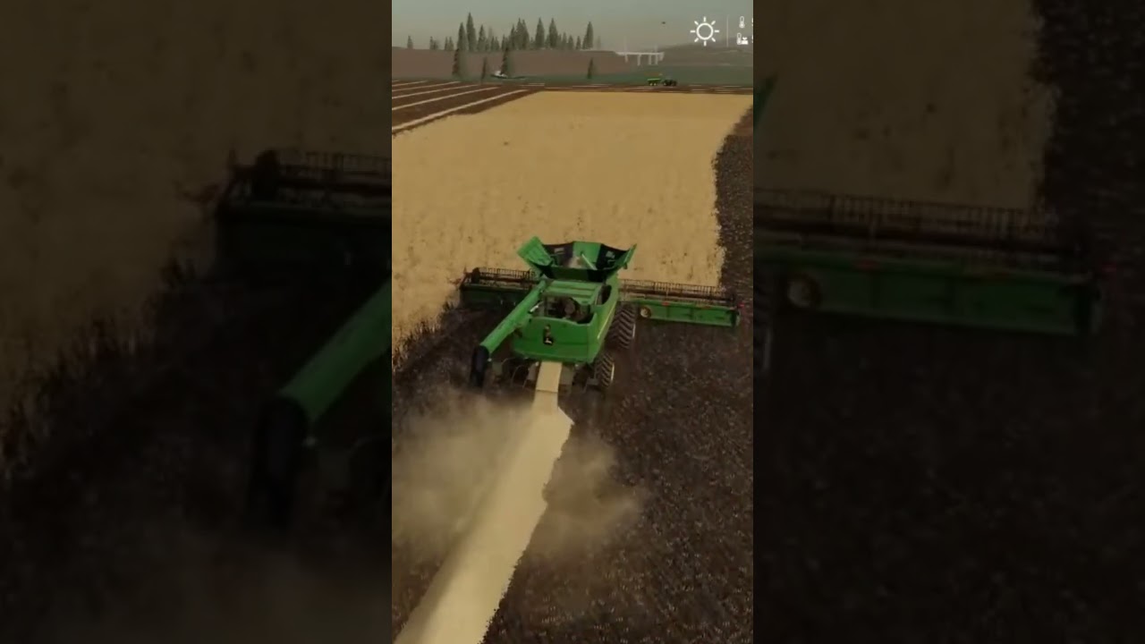 Harvesting Oats - John Deere Harvester - Farming Simulator  #farming #harvest #johndeere #shorts