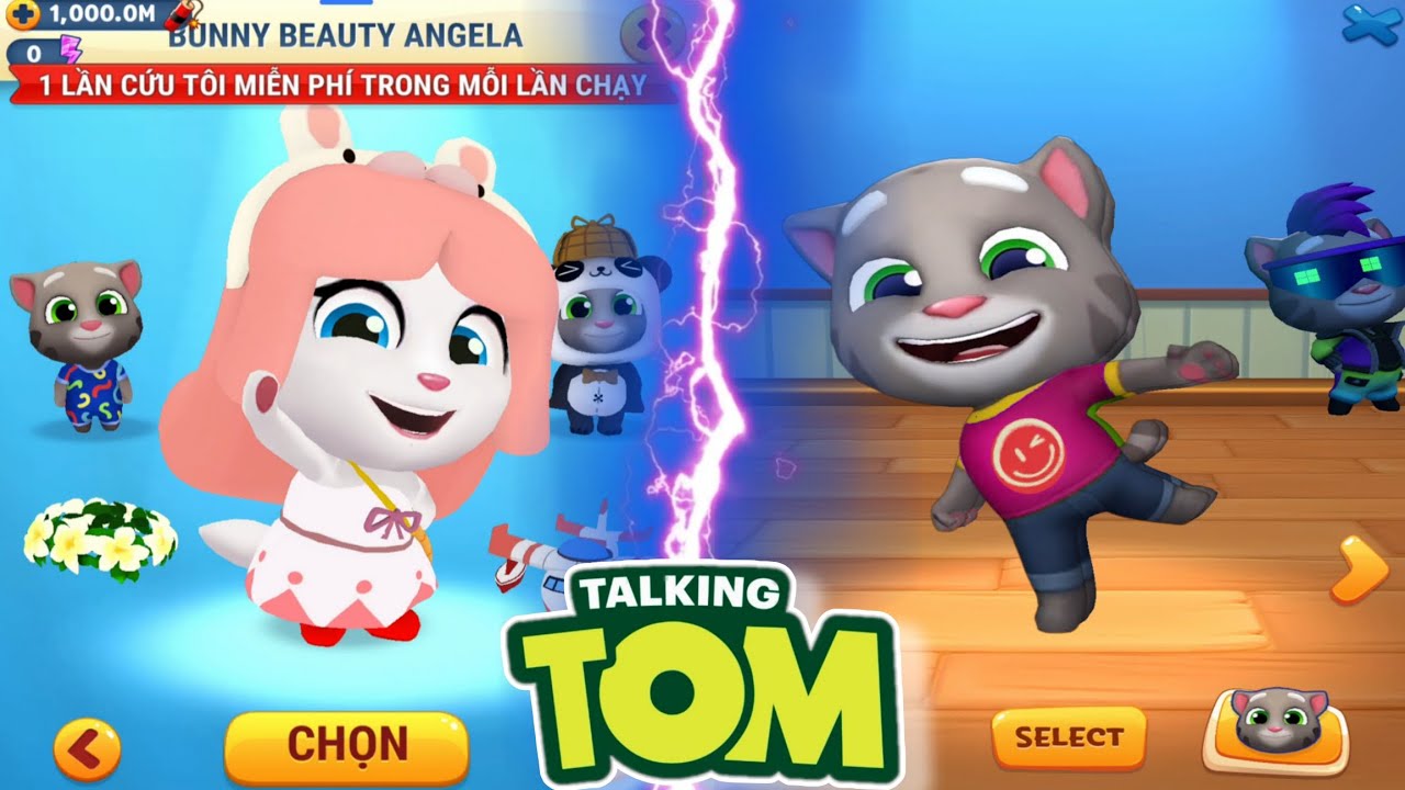 Talking Tom Gold Run vs Talking Tom Time Rush - Bunny Beauty Angela vs Talking Tom