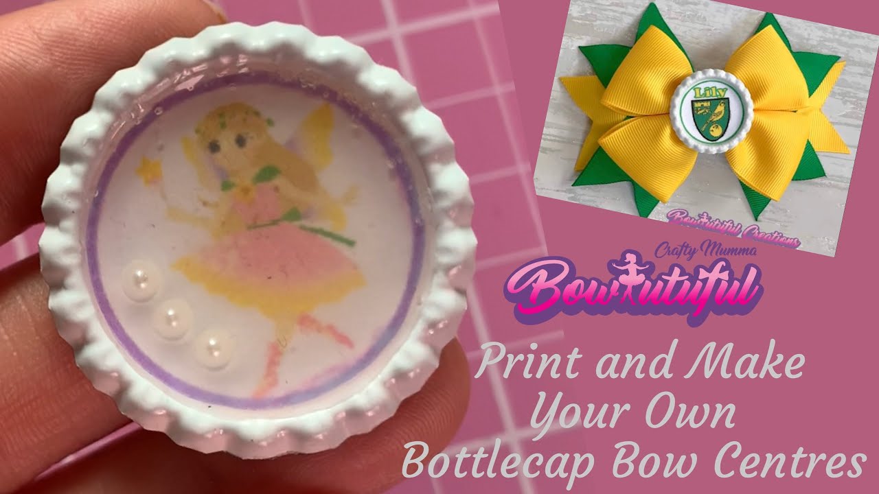 Print your own bottle cap images...How to make hair bows. DIY hair bows tutorial  🎀 laços de fita: