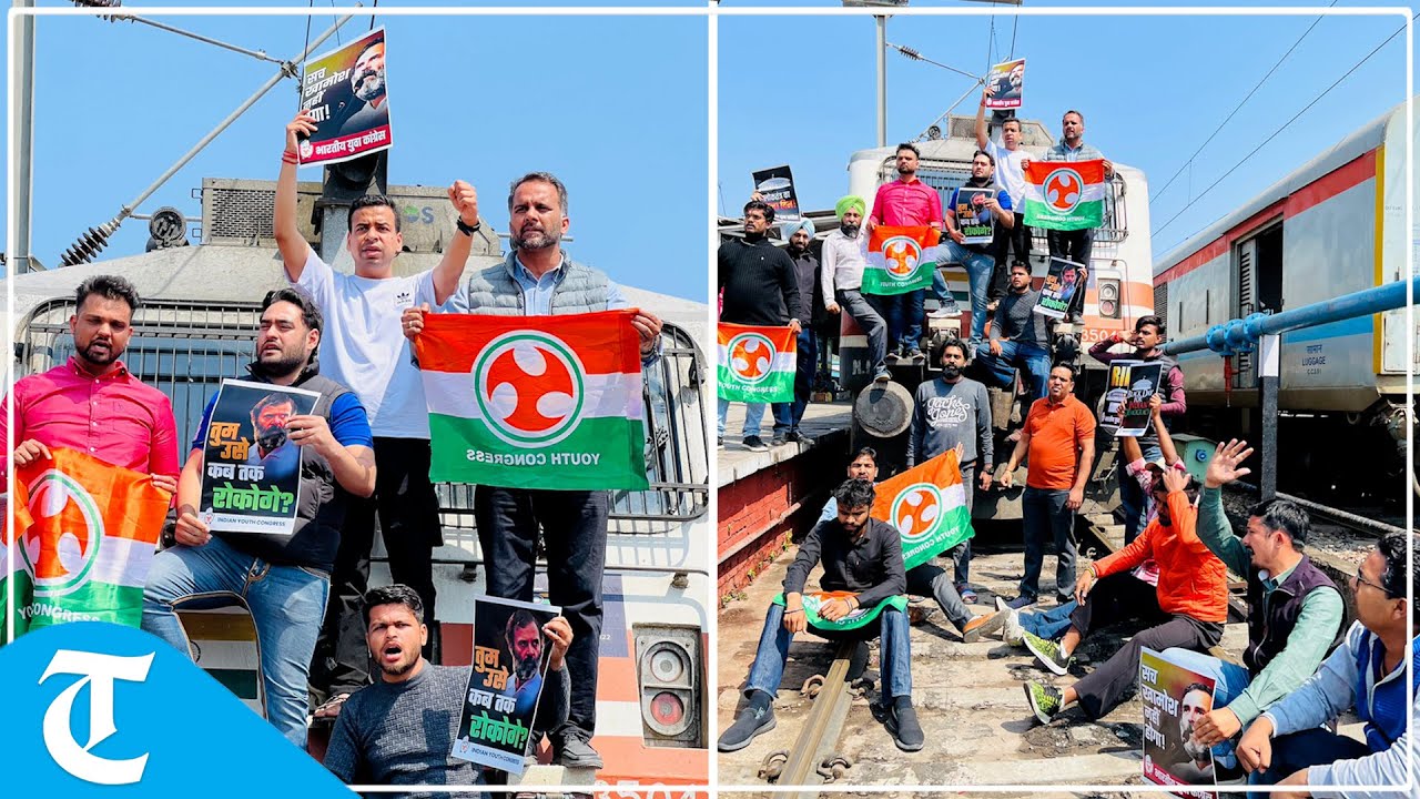 Chandigarh Youth Congress stops New Delhi-Chandigarh Shatabdi train at Chandigarh railway station