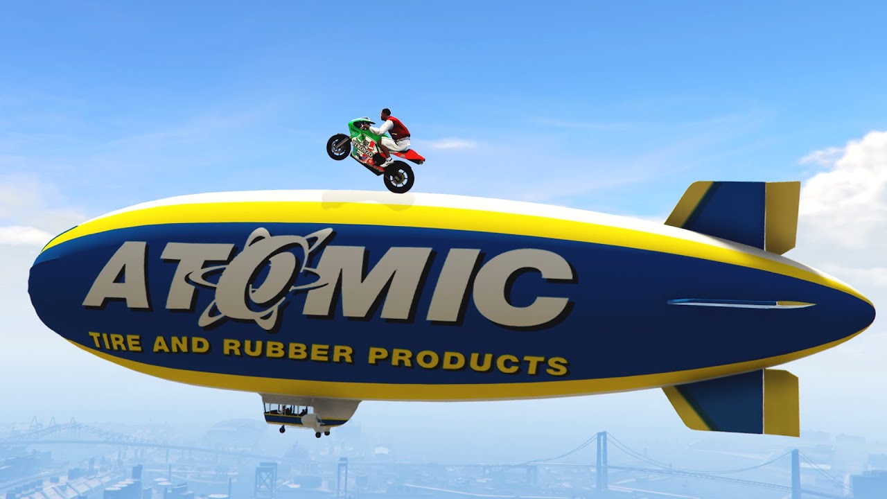LANDING BIKE ON BLIMP! - (GTA 5 Funny Challenges)