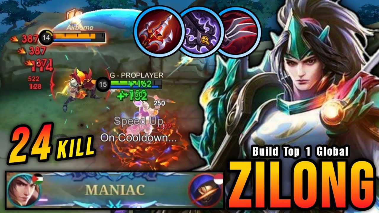 Almost SAVAGE!! 24 Kills Zilong Best One Shot Lifesteal Build!! - Build Top 1 Global Zilong ~ MLBB