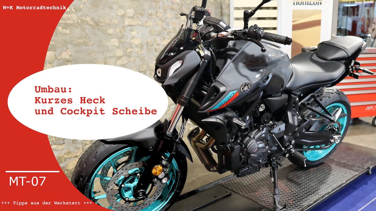 Umbau Yamaha MT-07: Kurzer Kennzeichenträger und Cockpit Scheibe