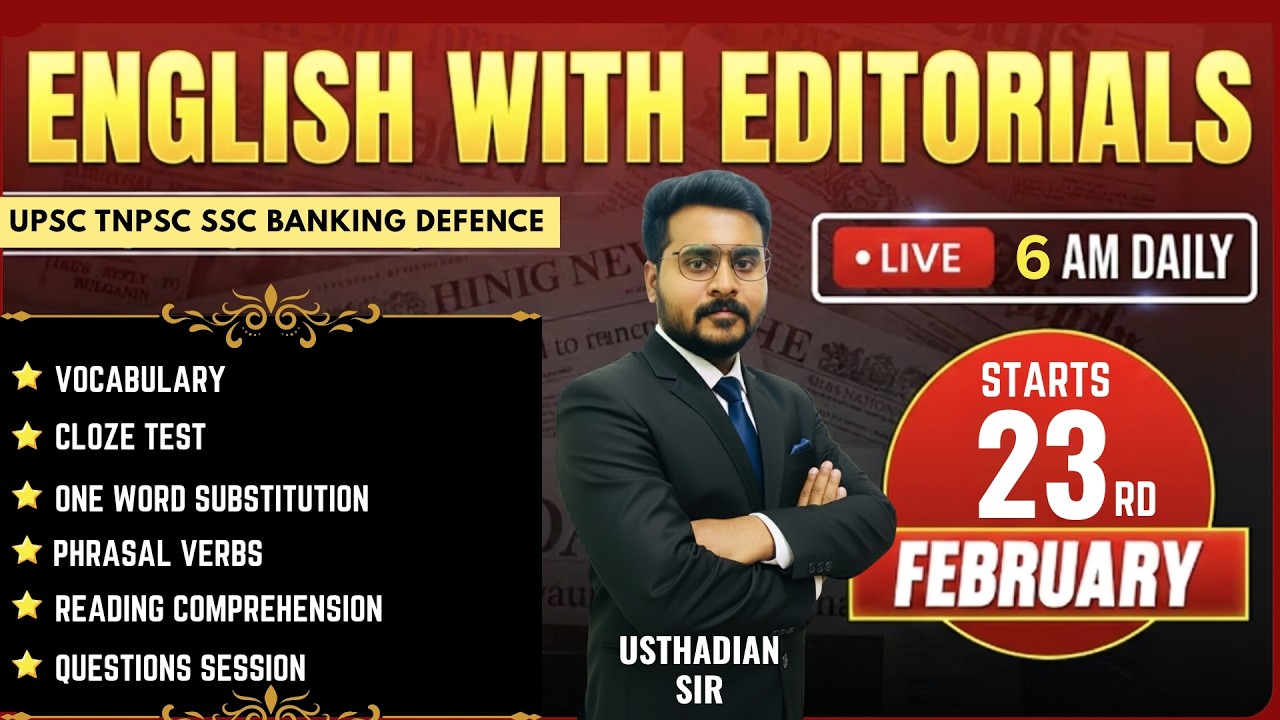 GENERAL ENGLISH FREE CLASSES LIVE 2026 DETAILS | TNPSC SSC BANKING DEFENCE IN TAMIL