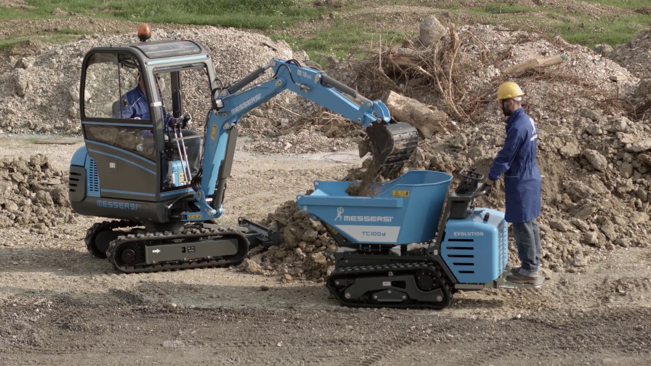 Minibagger M-18DS mit TC100 Dumper im Einsatz