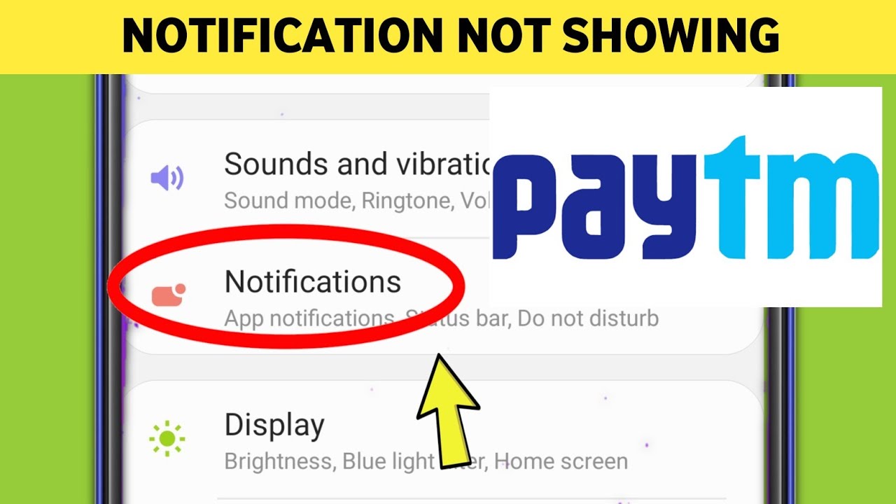 Уведомление Paytm не отображается, проблема не приходит и не приходит