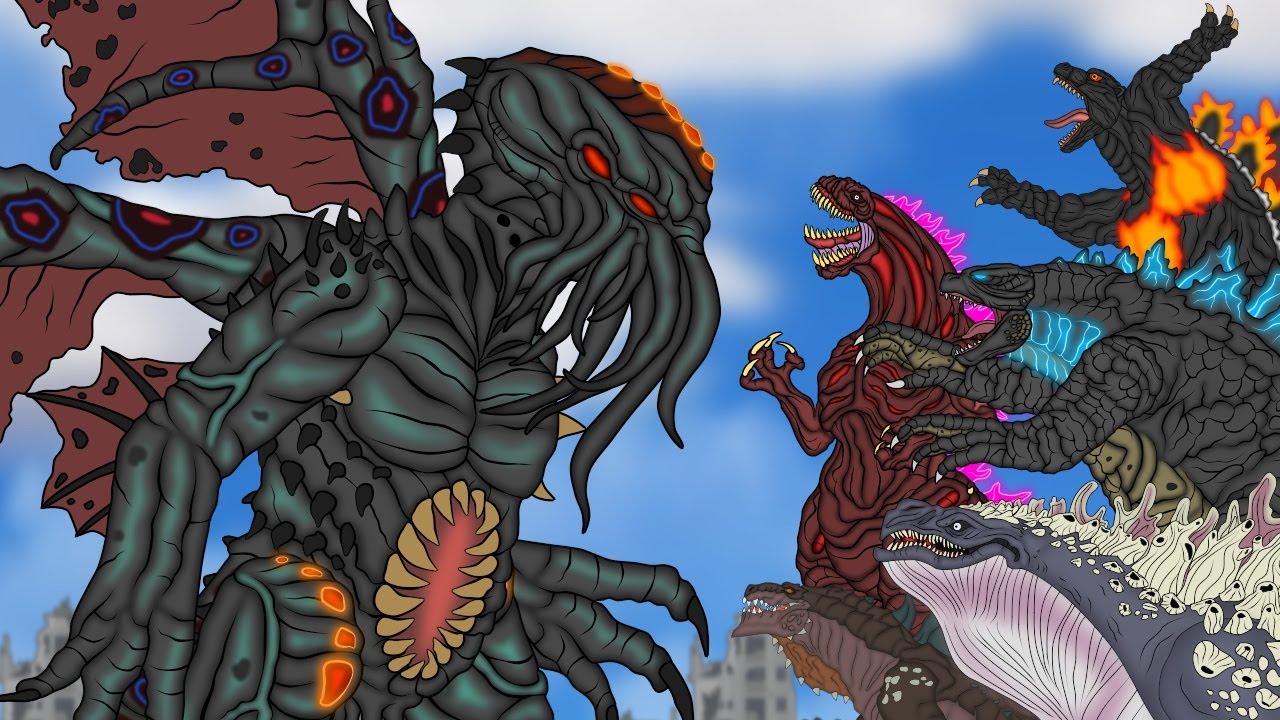 CTHULHU VS Godzilla & Shin Godzilla & Whale Godzilla & Godzilla 1995 & zilla JR