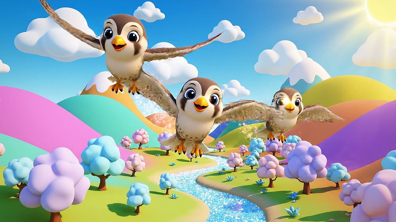 Cinco Pequeños Halcones Vuelan Alto | Canción de Aves y Rimas de Naturaleza