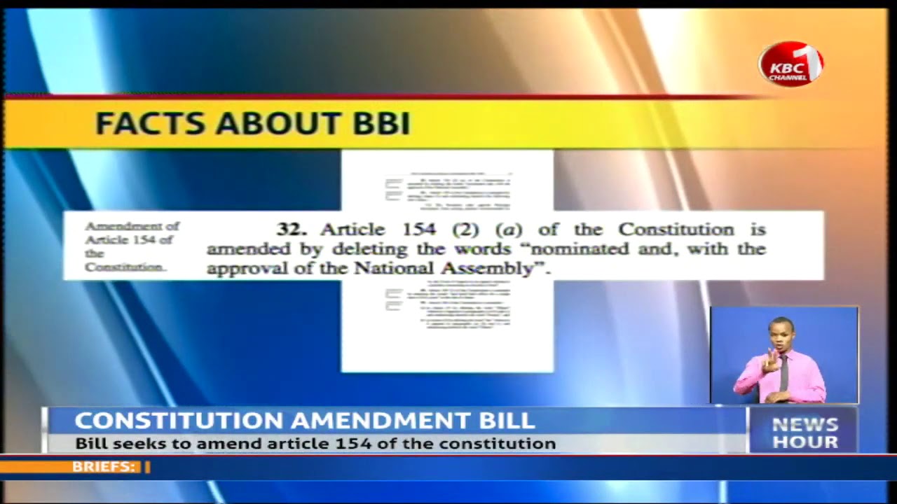 BBI: Proposed amendments to article 154 of the constitution of Kenya