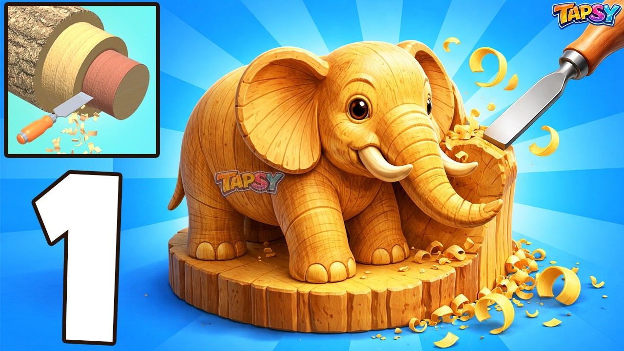 🪵Woodturning Gameplay Walkthrough Part 1 – Satisfying Wood Carving (Android,iOS)