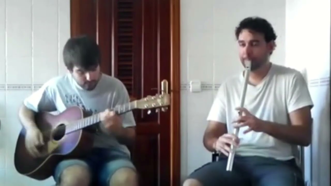 Two Irish reels on low whistle and guitar