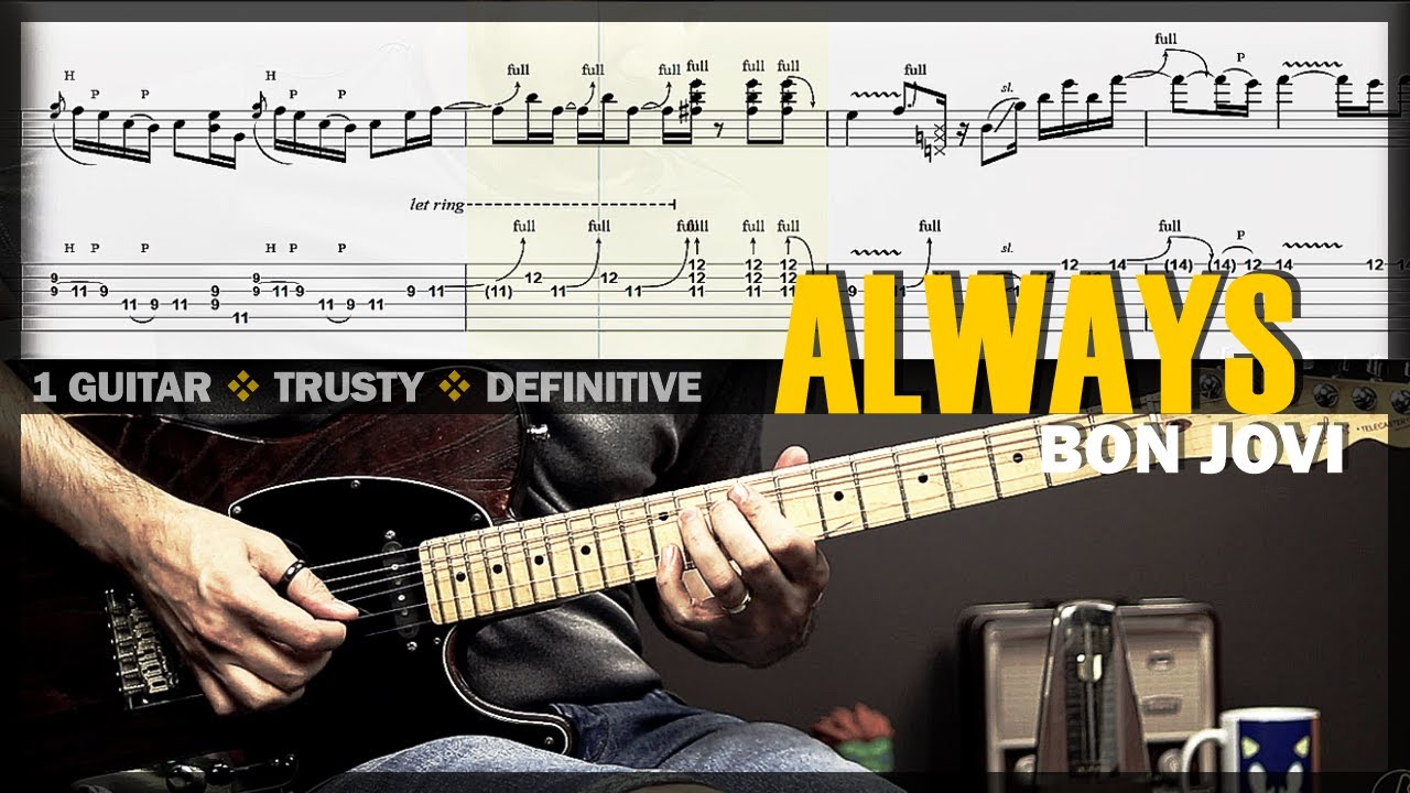 Always | Guitar Cover Tab | Guitar Solo Lesson | Backing Track with Vocals 🎸 BON JOVI
