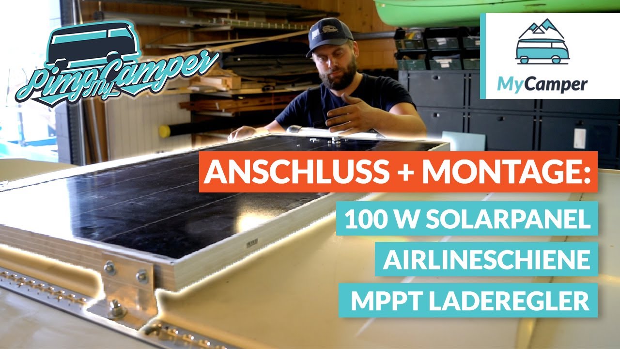 Camper Ausbau VW T4: Anschluss Monokristallin Solarpanel und Montage der Airlineschiene
