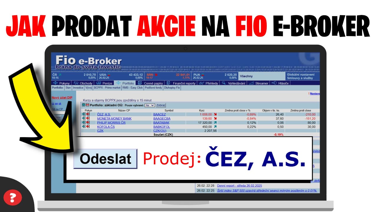 Jak prodat akcie na Fio e-Brokeru | N&aacute;vod