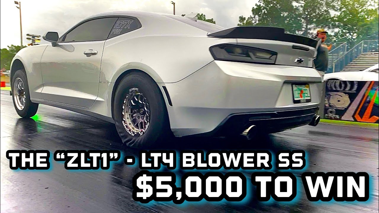 LT4 Blower Camaro SS Battles In $5,000 Daily Driver Race - Almost Pulls A Wheelie!