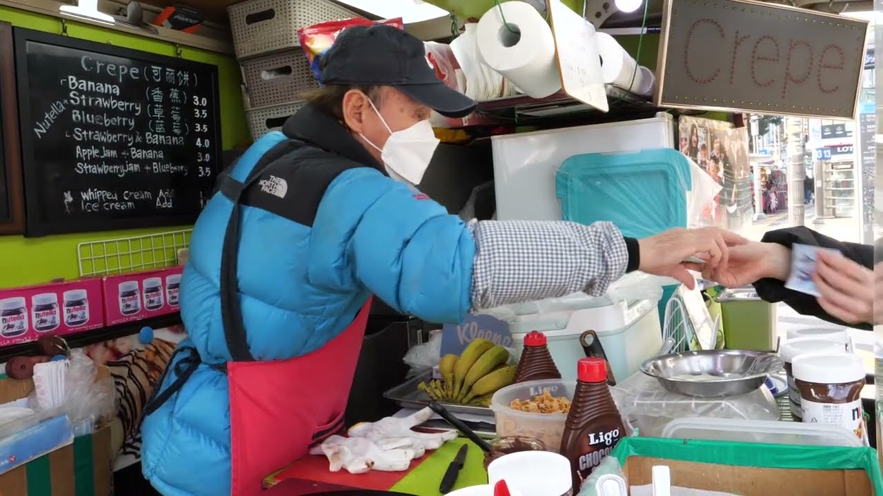 2022년 동대문 할아버지크레페 최신 근황!! 강추위에도 줄서서 먹는 크레페 Popular Crepe Shop - Korean Street Food