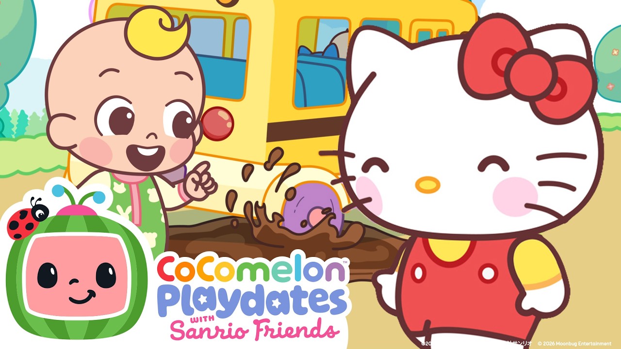 Wheels On The Bus with Hello Kitty! 🚌 | @CoComelonSanrioPlaydates | CoComelon - Nursery Rhymes