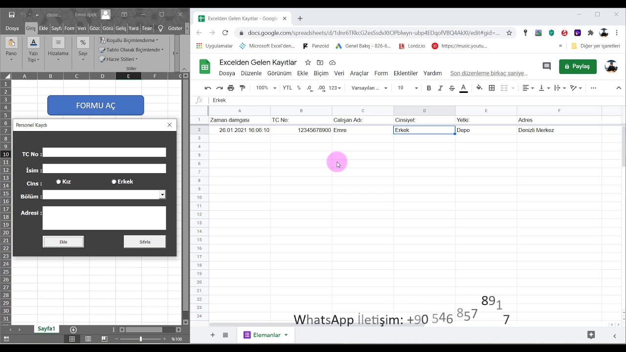 Excel İle Google E Tablo'ya Otomatik Kayıt Yapma Sadece 1 Saniyede  ||Emre İPEK