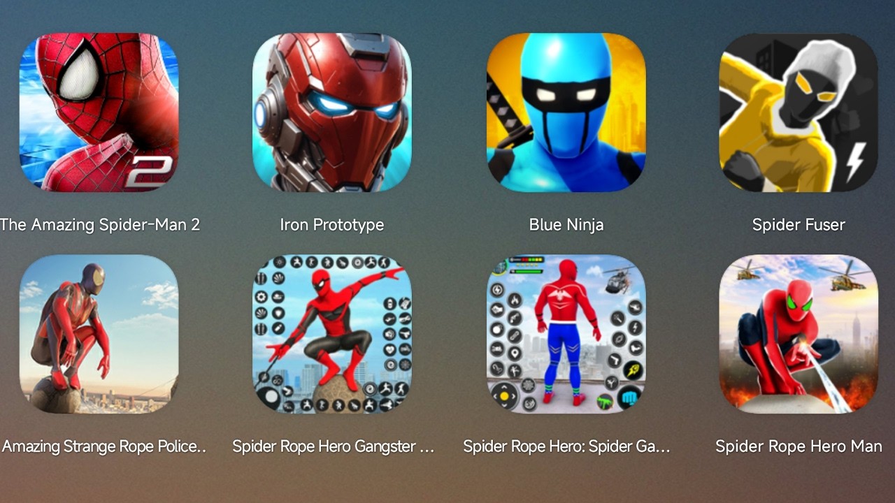The Amazing Spider-Man 2,Iron Prototype,Blue Ninja,Spider Fuser,Spider Rope Hero Man,Amazing Strange