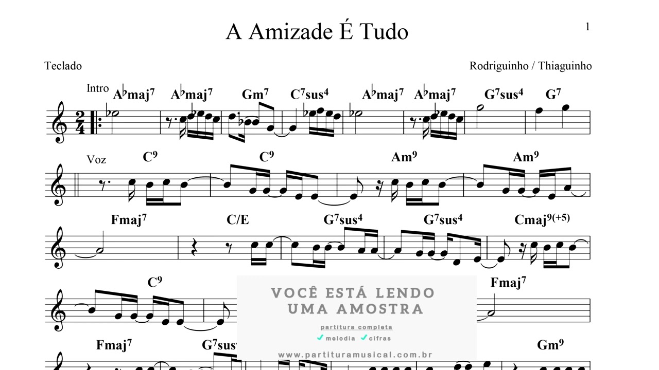 A Amizade é Tudo (Teclado) Partitura - Sheet Music