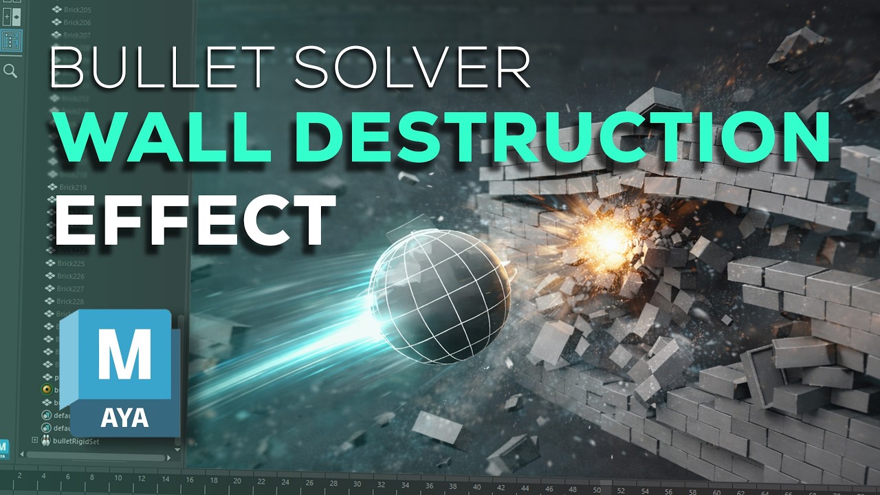 Wall Destruction in Autodesk Maya Using Bullet Solver | Complete Tutorial for Beginners