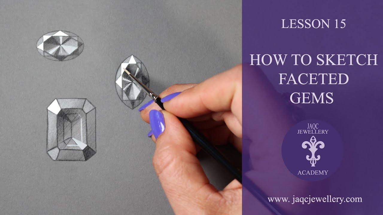 How to sketch faceted gems - Lesson 15 (freehand)