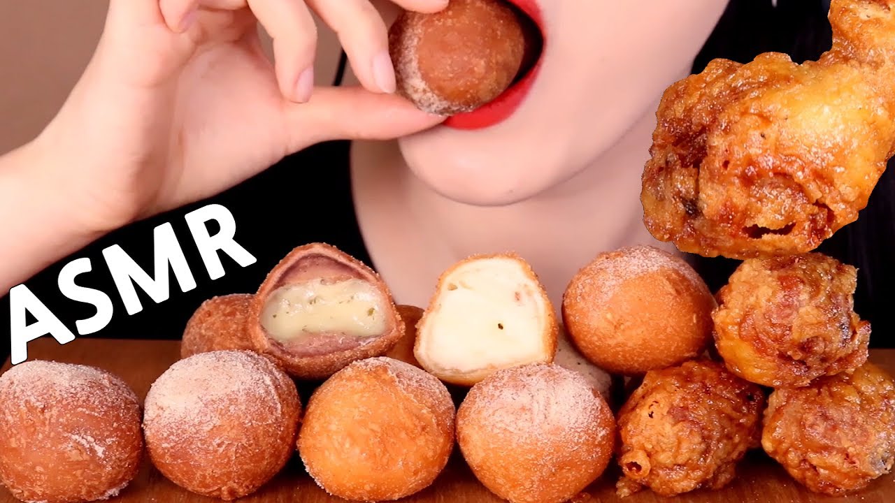 ASMR*NEW KYOCHON'S CHEESE BALL+CHICKEN eating sounds MUKBANG교촌 신메뉴 치즈볼+허니스틱 먹방咀嚼音ハニーコンボチキンと新発売チーズボール