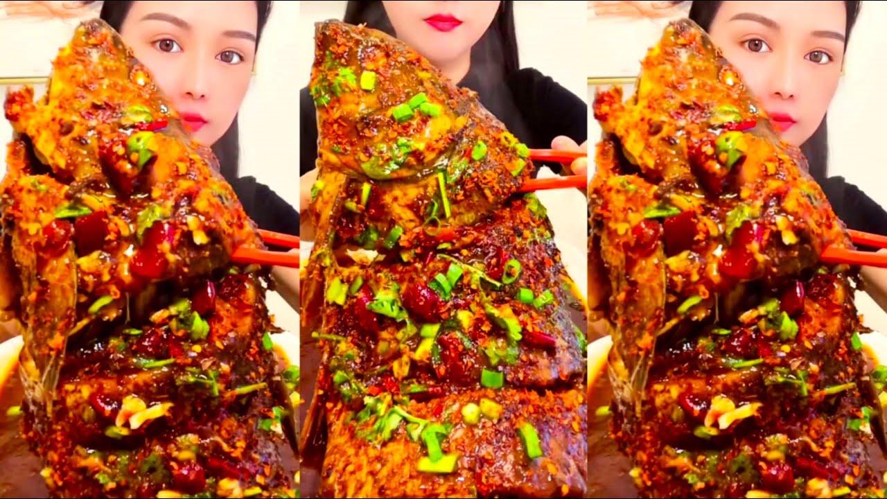 Eating Spicy Big Fish Fry Mukbang | Eating Fish Curry | Fish Head Curry | ASMR eating videos