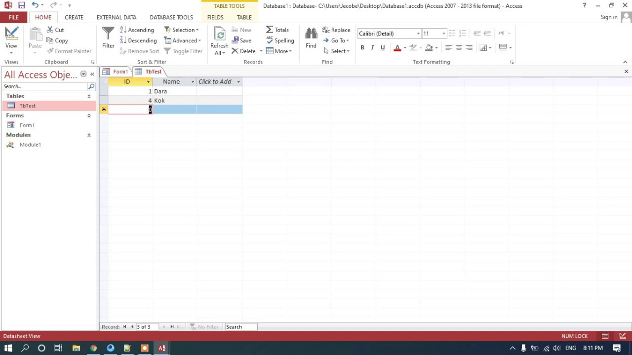 How to generate auto number in ms access use vba