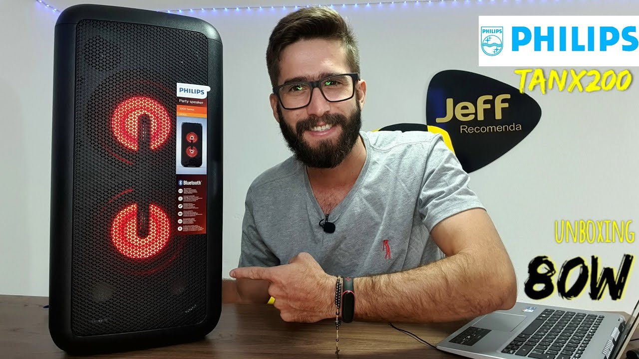 GRAVES PROFUNDOS! Caixa de som PHILIPS PARTY SPEAKER TANX200 80W e Bateria de 14 horas! (Unboxing)