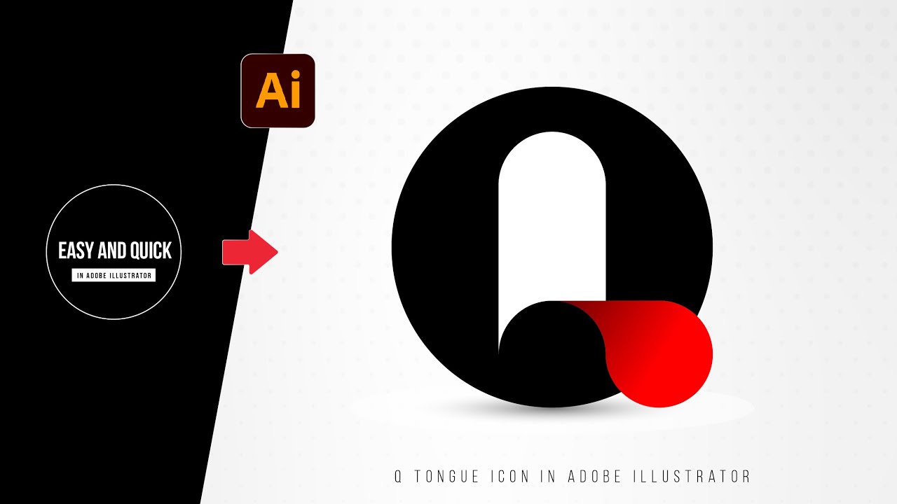 Q Tongue logo icon in Illustrator | Illustrator Tutorials | Easy and Quick