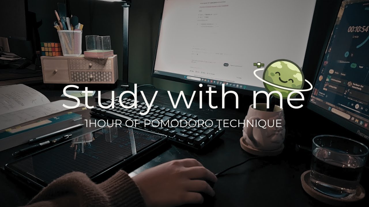 1 hour study with me | real time pomodoro focus | firepit sound