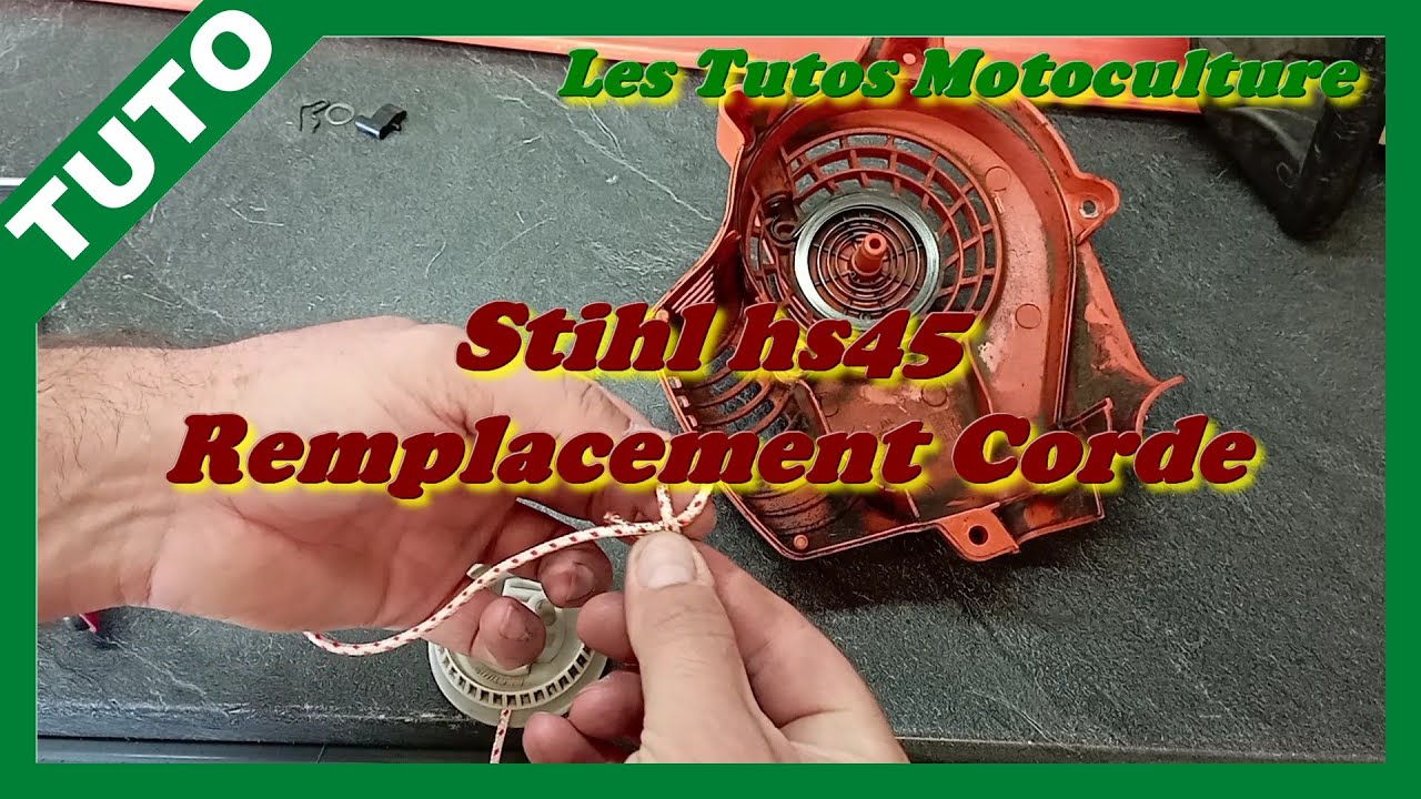 Taille Haie Stihl HS45 , Remplacement corde lanceur