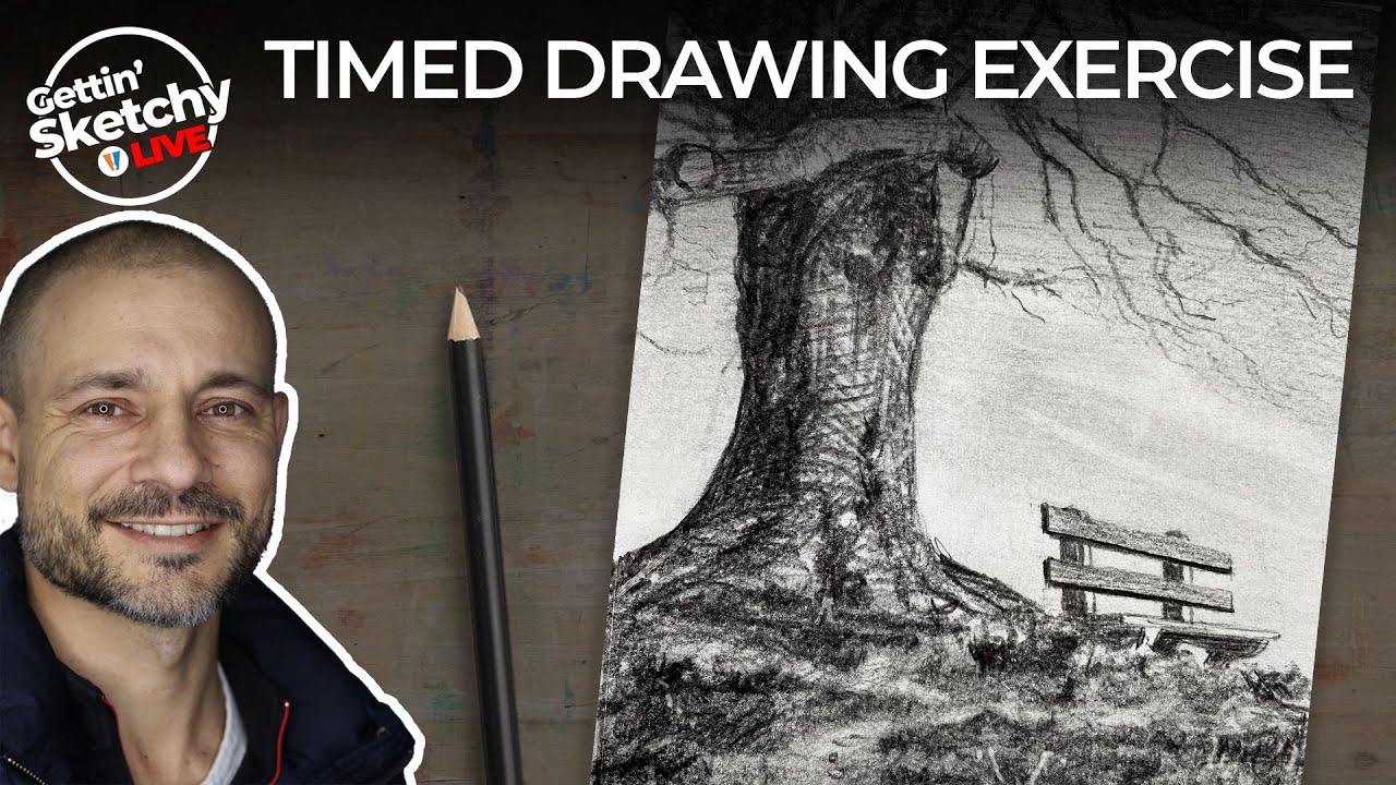 Landscape Drawing with Graphite Pencils - Timed Drawing Exercise