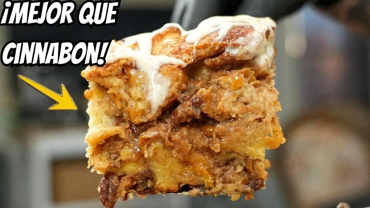 Tienes que probar este bread pudding de rollo de canela ¡está brutal!