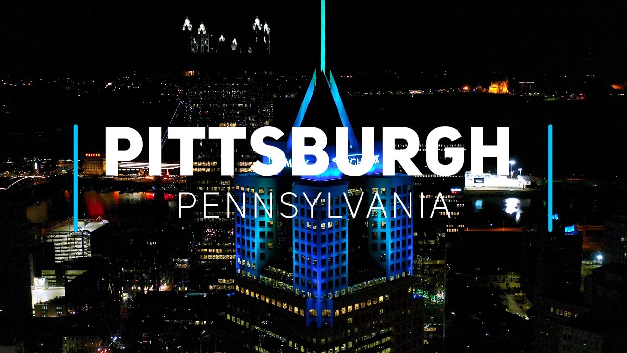 Pittsburgh by night, Pennsylvania | 4K drone video