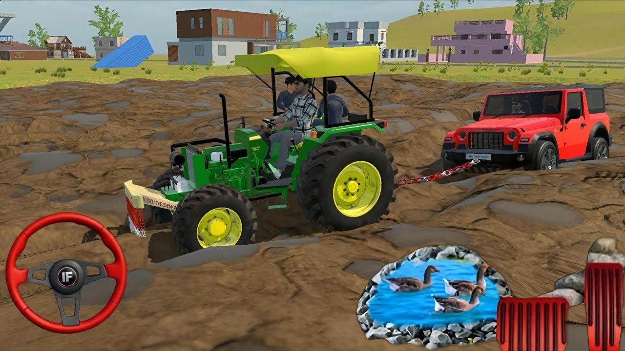 🔴Village Life Simulation: 💯Muddy Waters & Powerful😱 Rescues in 3d 🎮 video #thar #tractor #gaming 