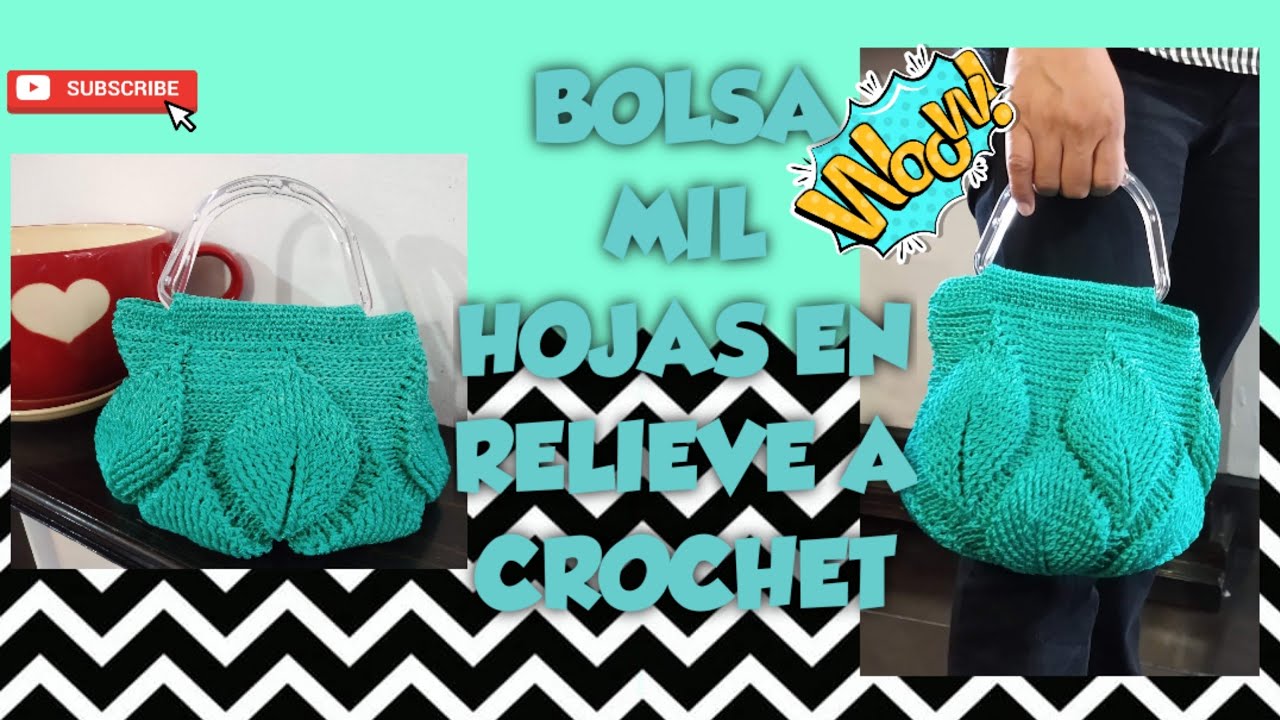 COMO TEJER BOLSA MIL HOJAS EN RELIEVE A CROCHET!!! 🍃🍃🍃🍃 PASO A PASO!! BAG THOUSAND LEAVES TO CROCHET