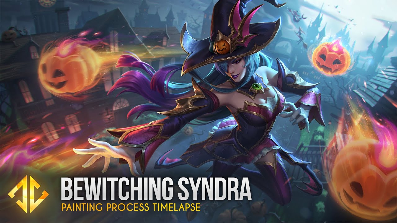 Painting Bewitching Syndra - League of Legends Splash Art Halloween