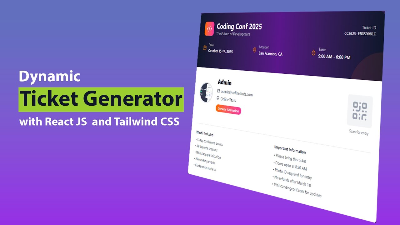 Build a Dynamic Ticket Generator with React JS and Tailwind CSS